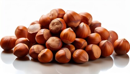 Obraz premium pile of hazelnuts a close up view of nutritious snack