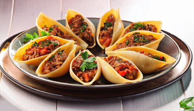 stuffed pasta shells with meat and vegetables a delicious italian dish