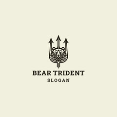 Bear trident logo icon design template vector illustration