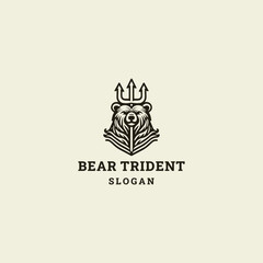 Bear trident logo icon design template vector illustration