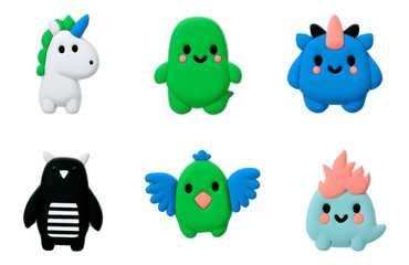Obraz premium Cute Magical Creatures for Kids in Paper Cut and Felt Style on Transparent Background