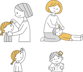 目薬を指す子供セット単色