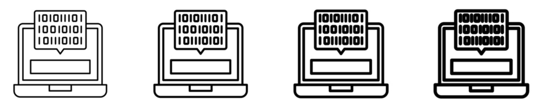 Binary Code Icon Set Different Style Collection