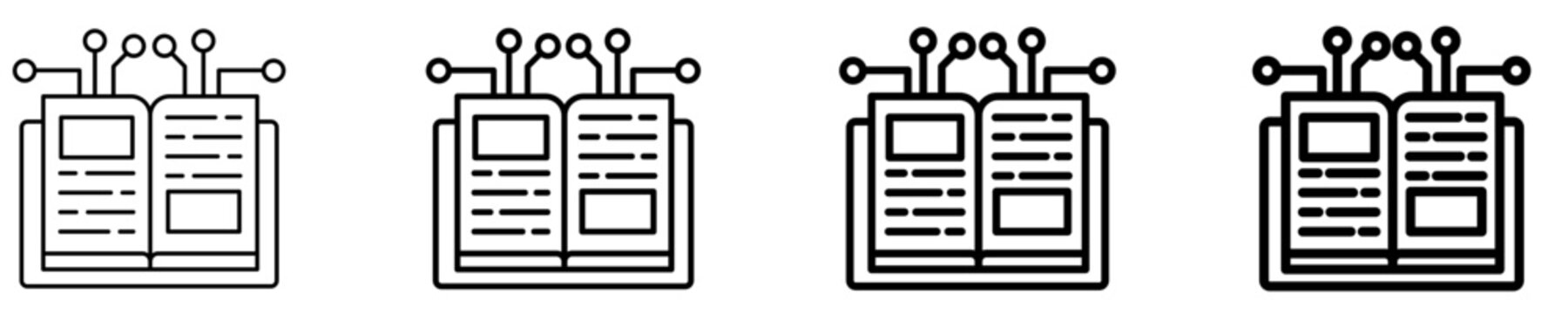 Digital Book Icon Set Different Style Collection