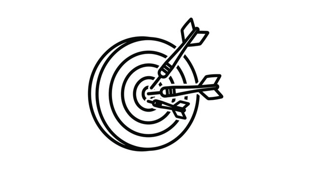 Target board with three arrows hitting near the center represents success, precision, and achieving goals in a business environment.
