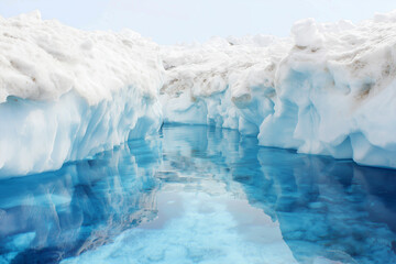 Ice and water in a changing winter landscape highlighting climate concerns
