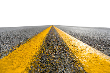 Close-Up of Yellow Road Lines on Asphalt