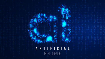 AI Intelligence with neural networks data flows symbolizing machine learning and automation. For tech ads websites and marketing campaigns. Vector illustration...