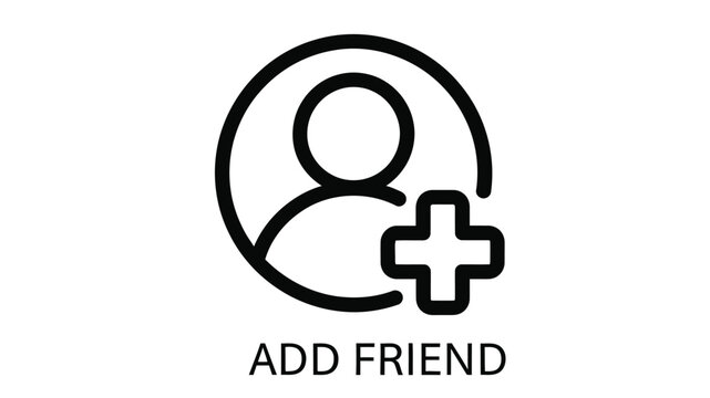 Simple line icon of a person with a medical cross and add friend text below