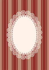 Floral Lace Frame on Striped Background