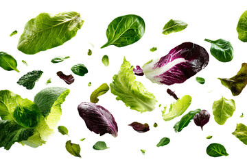 Fresh Mixed Lettuce Leaves in Motion
