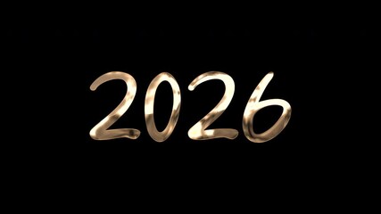 Year 2026 in shiny golden color, perfect for futuristic design projects, new years eve graphics, annual reports, and technology presentations.