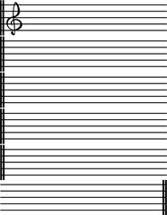 Musical Letter Size Note Blank with Treble Clef