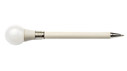 A pen with a creative light bulb is isolated on a white background
