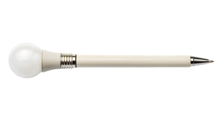 A pen with a creative light bulb is isolated on a white background