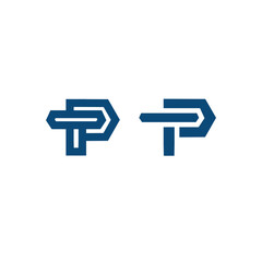 TP or PT Initial Monogram Logo Design