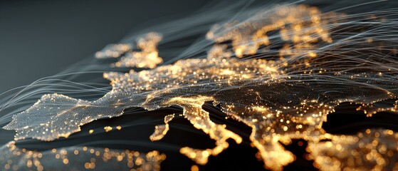 Abstract map of europe with illuminated cities and connecting lines