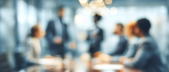 Blurred view of business people in meeting room collaboration concept