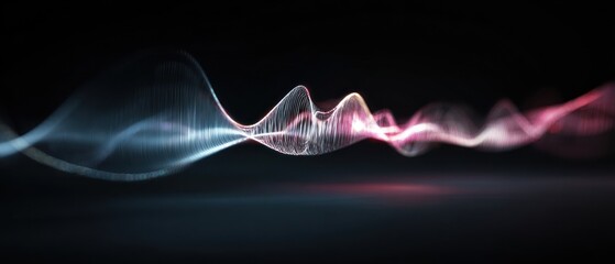 Abstract flowing wave of data with a glowing visual effect against a dark background