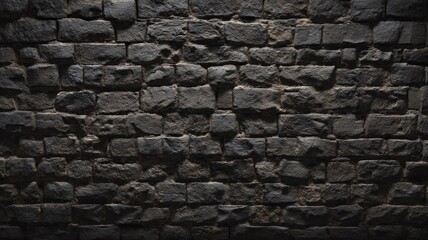Dark stone wall texture in soft light. AI generated