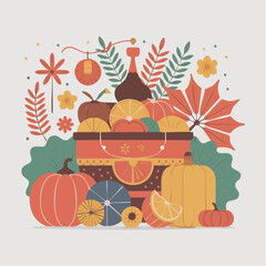 Autumn festival vector pack with decorative elements