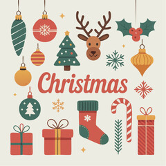 Christmas vector bundle with festive icons and decorations