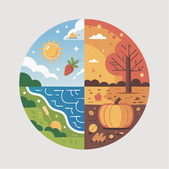 Fototapeta premium Season transition vector pack from summer to autumn
