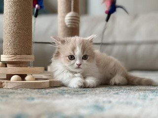 A cat with a sleek coat and playful personality, lounging in a sunny spot. Perfect for pet photography, showcasing the charm and beauty of local feline companions at home.