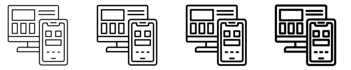 Mobile Layout Icon Set Different Style Collection