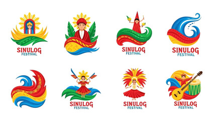 Sinulog Festival Logos Vibrant Designs Celebrating Filipino Culture and Festivities