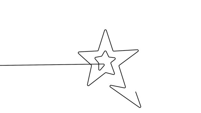 Star icon one line art animation video minimalist isolated outline style