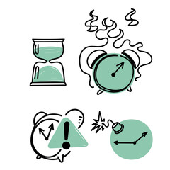 time deadline warning and on fire illustration for business or infographics related in hand drawn doodle cartoon style
