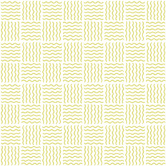 くすみイエローの手描きの落書き波線のパターン