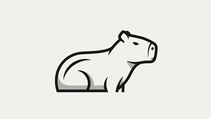 Obraz premium Minimalist capybara vector illustration with clean lines and simple shapes, perfect for logos or icons.