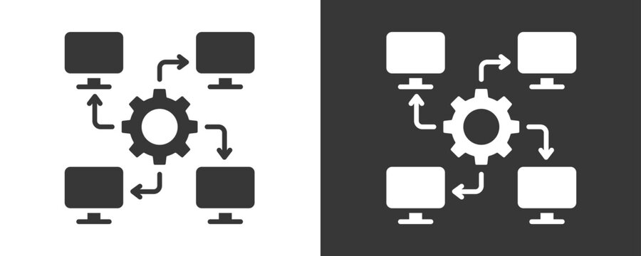 Parallel Processing Icon Set Vector Collection Isolated In Black And White