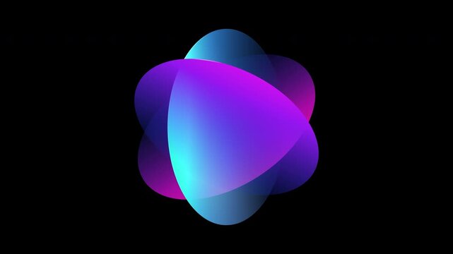 Futuristic Neon Gradient Organic Shape Animation. Transparent Background.