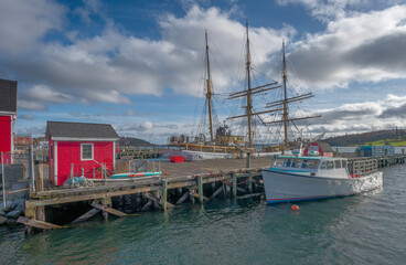 Fototapeta premium Moored boats at the dock in Lunenburg, Nova Scotia, Canada