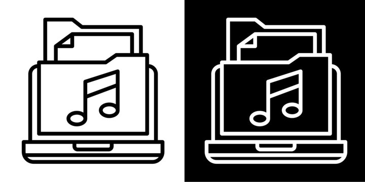 Music Icon Set White Style Collection
