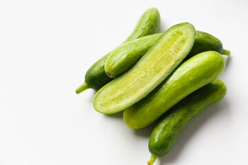 Fresh green organic mini baby bucumbers
