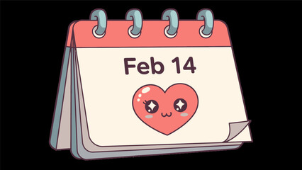 Valentine's Day calendar with a cute heart illustration, symbolizing love and special occasions.
