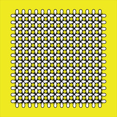 Black and white floral pattern on bright yellow background flower