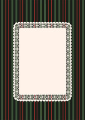 Lace Frame on Striped Dark Green Background