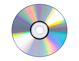 Blank CD/DVD Disc, Front View with Rainbow Holographic Reflection, Isolated on Transparent Background