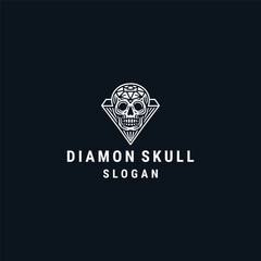 Diamond skull logo design template vector illustration