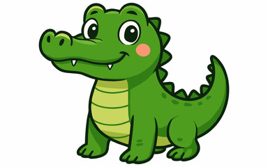 Fototapeta premium Cartoon illustration of a baby crocodile or alligator