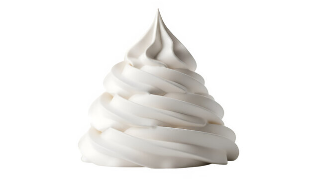 Swirling whipped cream dessert topping, isolated on white or transparent background. PNG