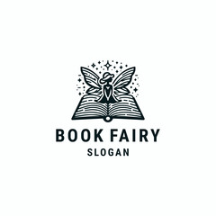 Book fairy logo design template vector illustration