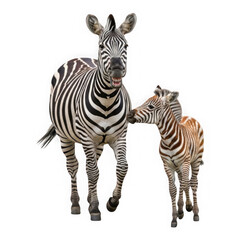 Naklejka premium Zebra and foal isolated on transparent background