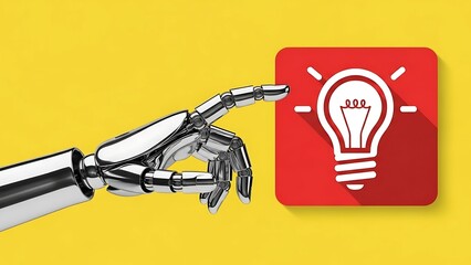 AI Technology Concept with Glowing Light Bulb Icon