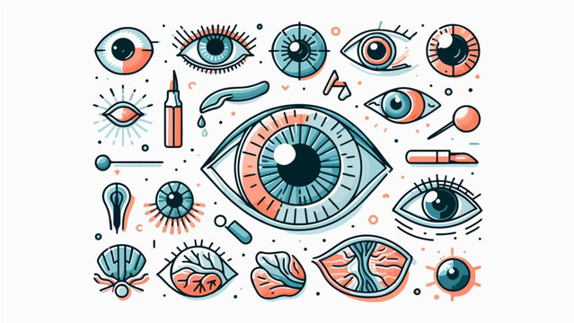 Comprehensive Eye Care and Ophthalmology Vision Science Illustration Set